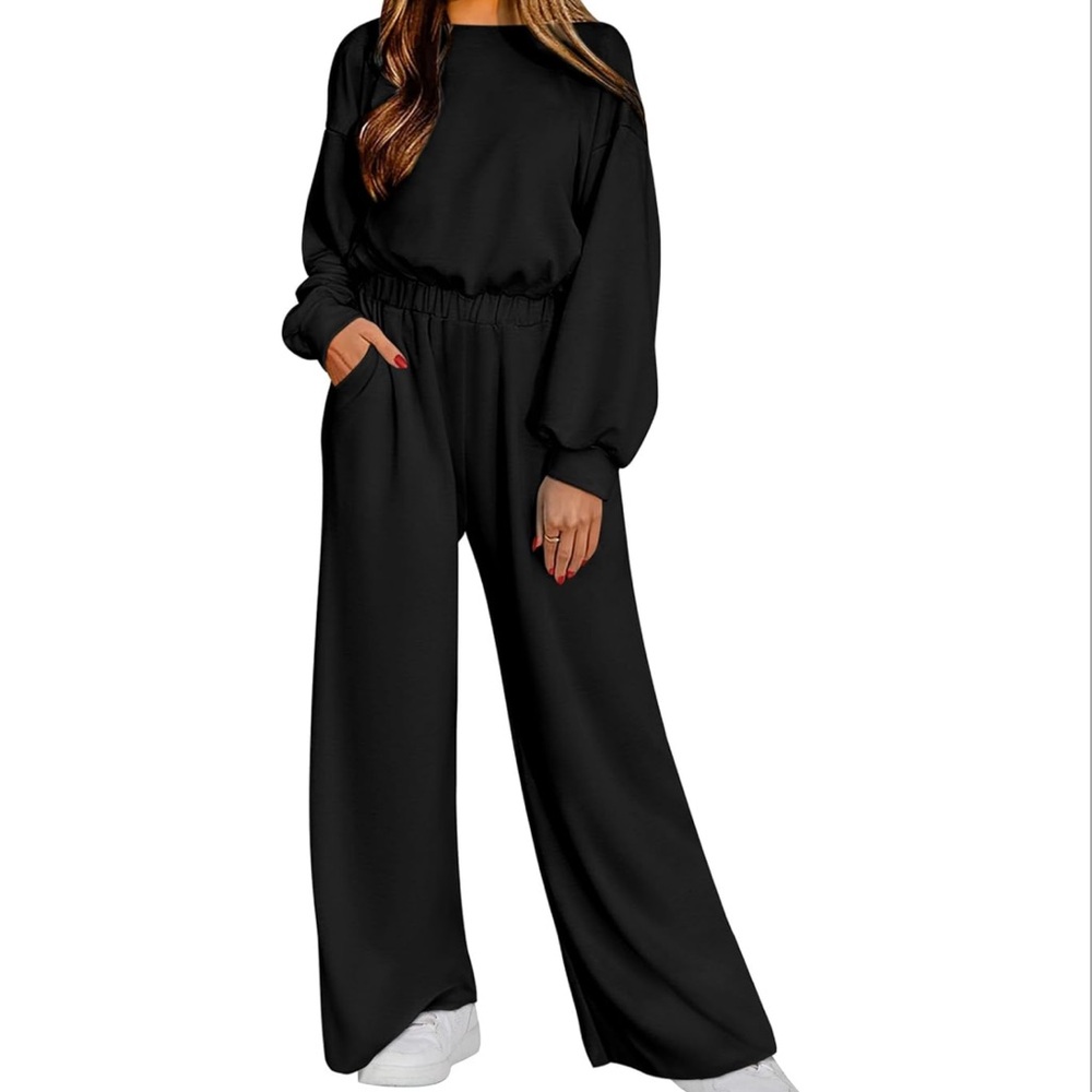 One Piece Jumpsuits Long Sleeve Elastic Waist Pockets Wide Leg Size X-LARGE NWT